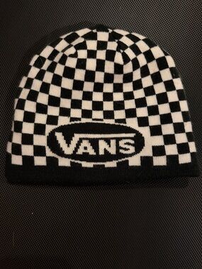 Vans Black and White Checkerboard reversible Knit Beanie